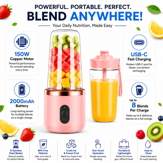 Portable Blender Electric Juicers Fruit Mixers USB Rechargeable