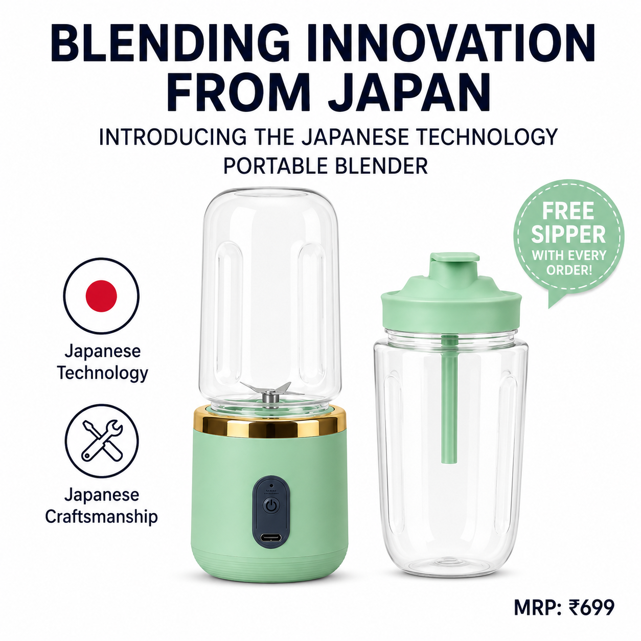 Portable Blender Electric Juicers Fruit Mixers USB Rechargeable