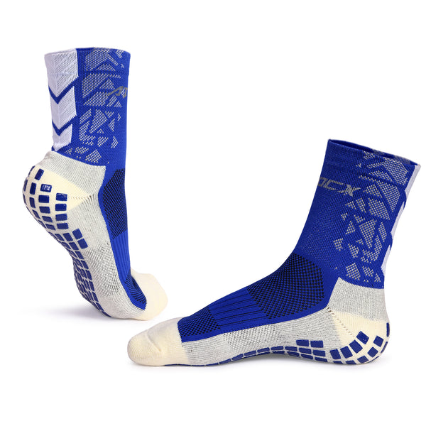 AthocX Blue & White Ankle Length Anti-Slip Socks