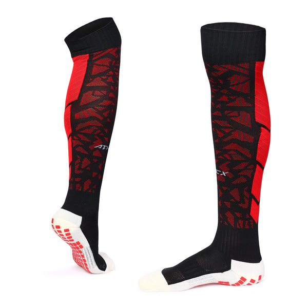 AthocX Black & Red Long Length Anti-Slip Socks